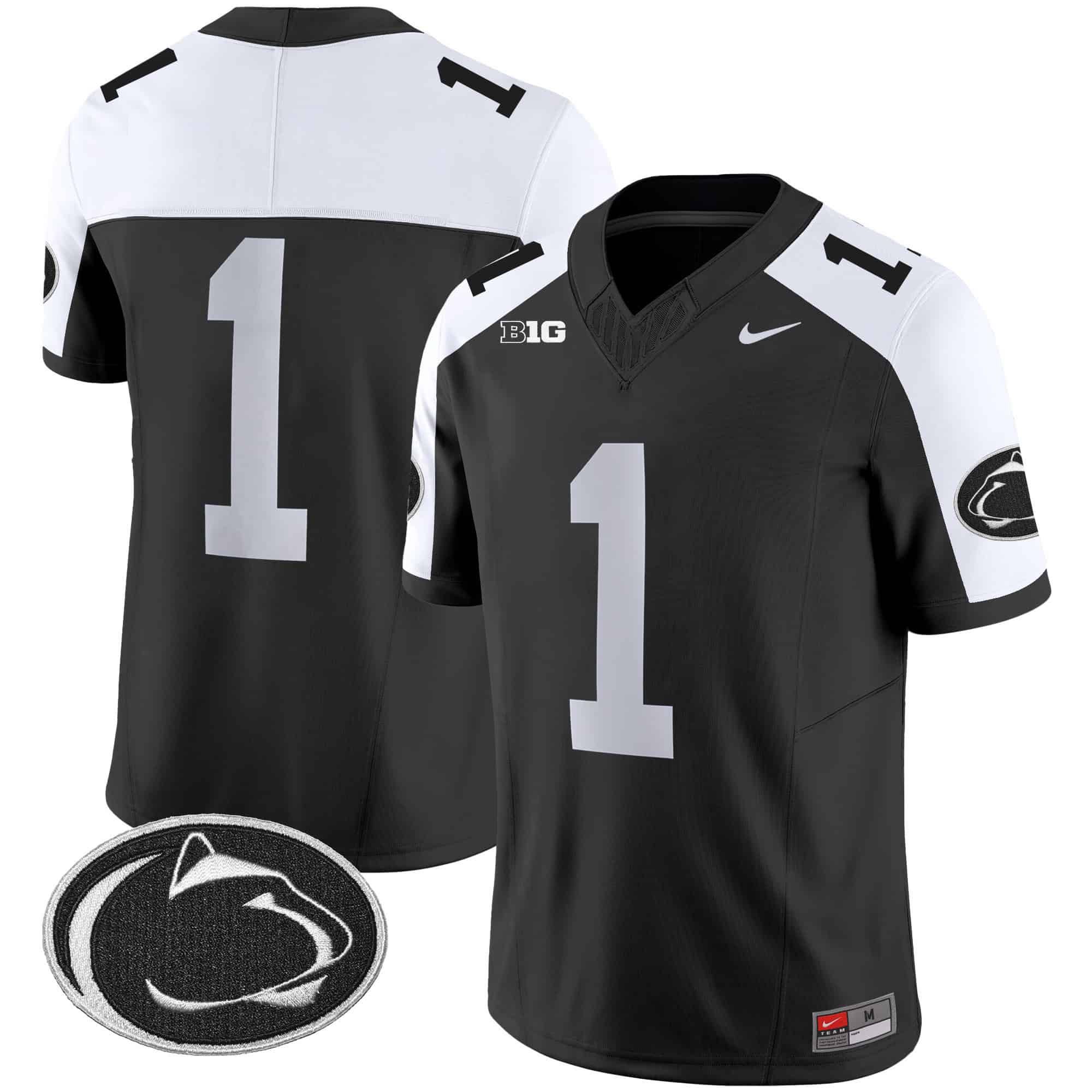 Men Penn State Nittany Lions #1 No Name Black 2024 Nike Vapor Limited NCAA Jersey